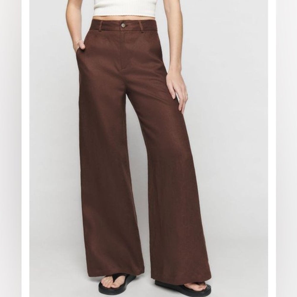 Reformation Jameson Brown Linen Pants NWT!